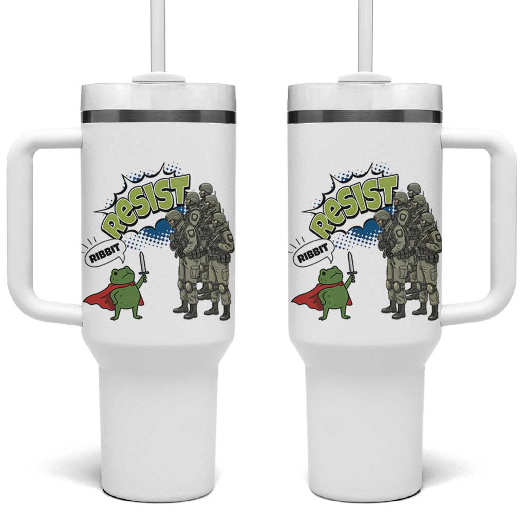 Funny Frog Protest Comic Graphic Tumbler With Handle Ribbit Resist Stand Against - Wonder Print Shop