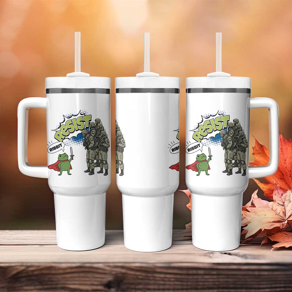 Funny Frog Protest Comic Graphic Tumbler With Handle Ribbit Resist Stand Against - Wonder Print Shop