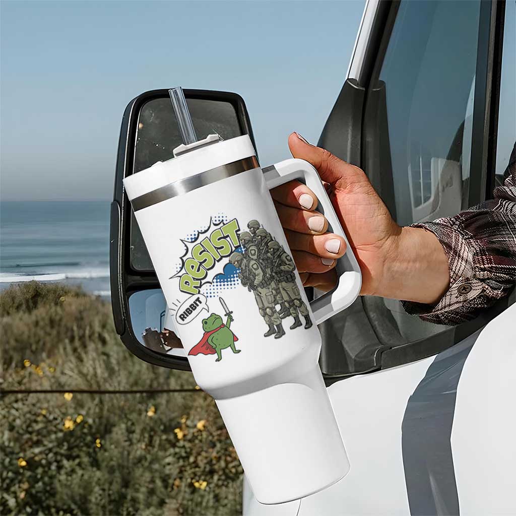 Funny Frog Protest Comic Graphic Tumbler With Handle Ribbit Resist Stand Against - Wonder Print Shop
