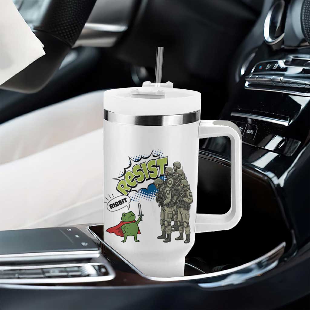 Funny Frog Protest Comic Graphic Tumbler With Handle Ribbit Resist Stand Against - Wonder Print Shop