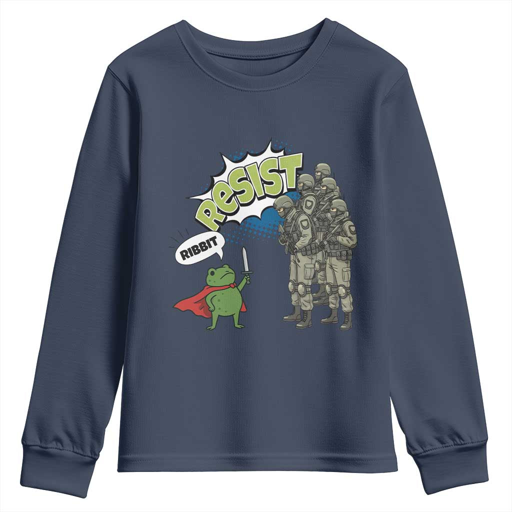 Funny Frog Protest Comic Graphic Youth Sweatshirt Ribbit Resist Stand Against - Wonder Print Shop