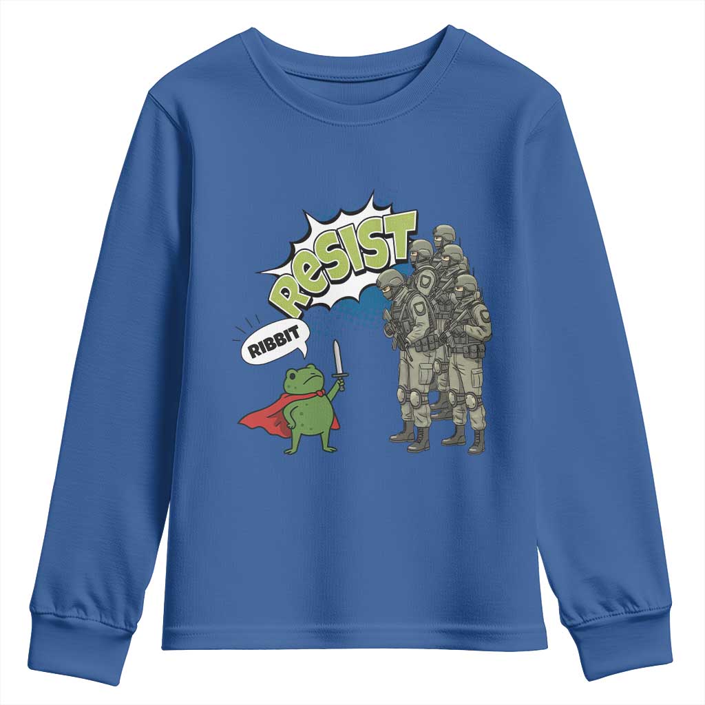 Funny Frog Protest Comic Graphic Youth Sweatshirt Ribbit Resist Stand Against - Wonder Print Shop