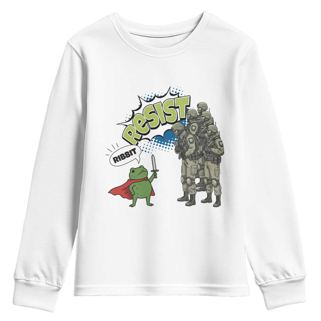Funny Frog Protest Comic Graphic Youth Sweatshirt Ribbit Resist Stand Against - Wonder Print Shop