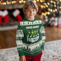 Walking Frog Against Fascism Ugly Christmas Sweater Frogs Band Resistance Protest - Wonder Print Shop