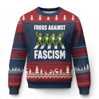 Walking Frog Against Fascism Ugly Christmas Sweater Frogs Band Resistance Protest - Wonder Print Shop
