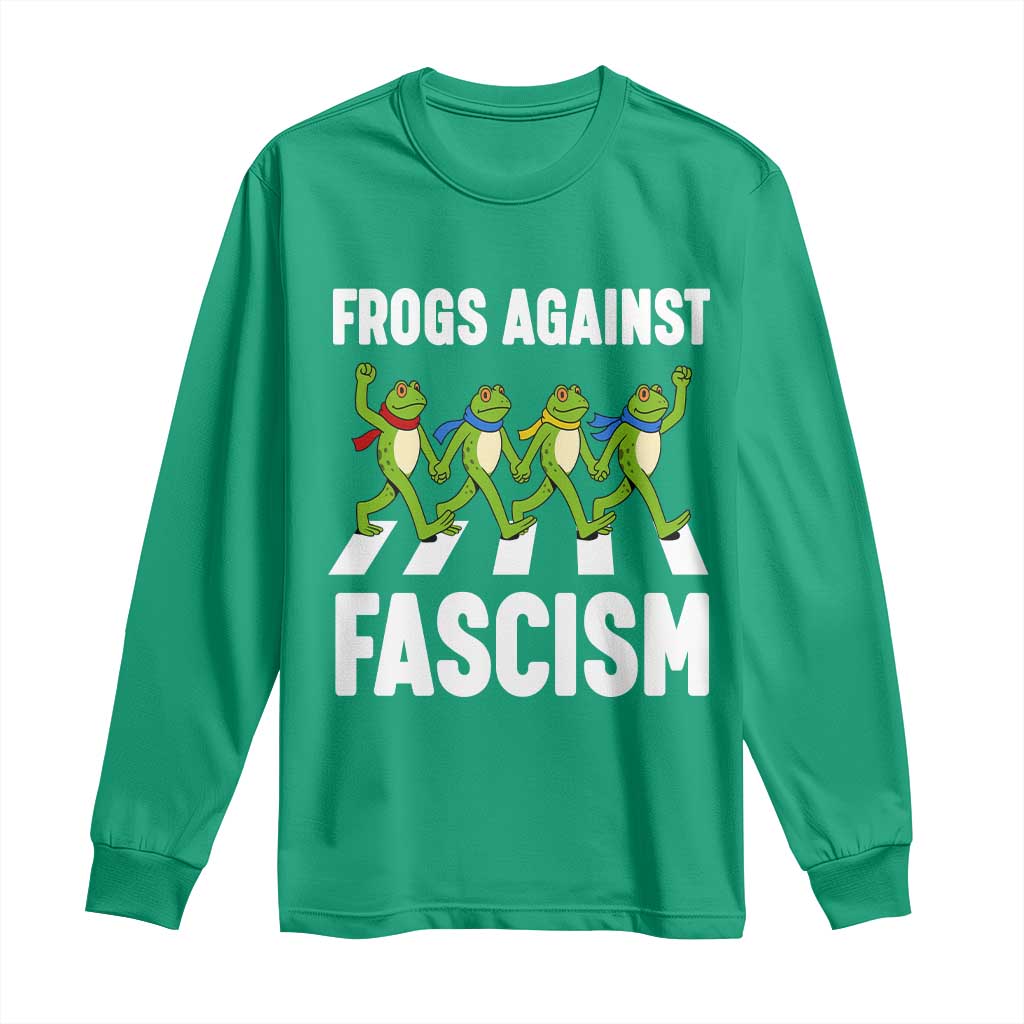 Walking Frog Against Fascism Long Sleeve Shirt Frogs Band Resistance Protest - Wonder Print Shop