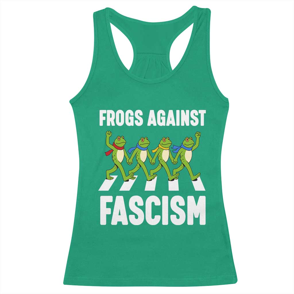 Walking Frog Against Fascism Racerback Tank Top Frogs Band Resistance Protest - Wonder Print Shop