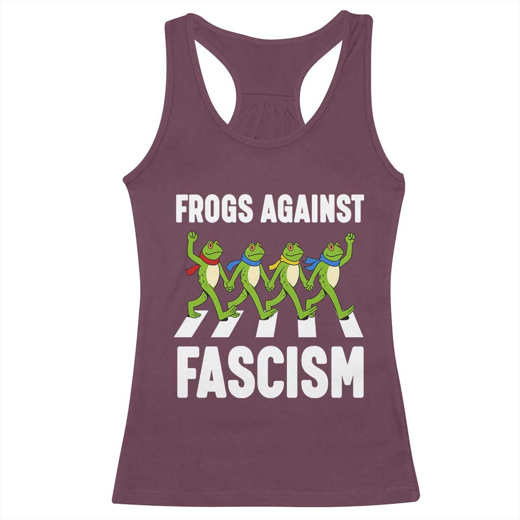 Walking Frog Against Fascism Racerback Tank Top Frogs Band Resistance Protest - Wonder Print Shop