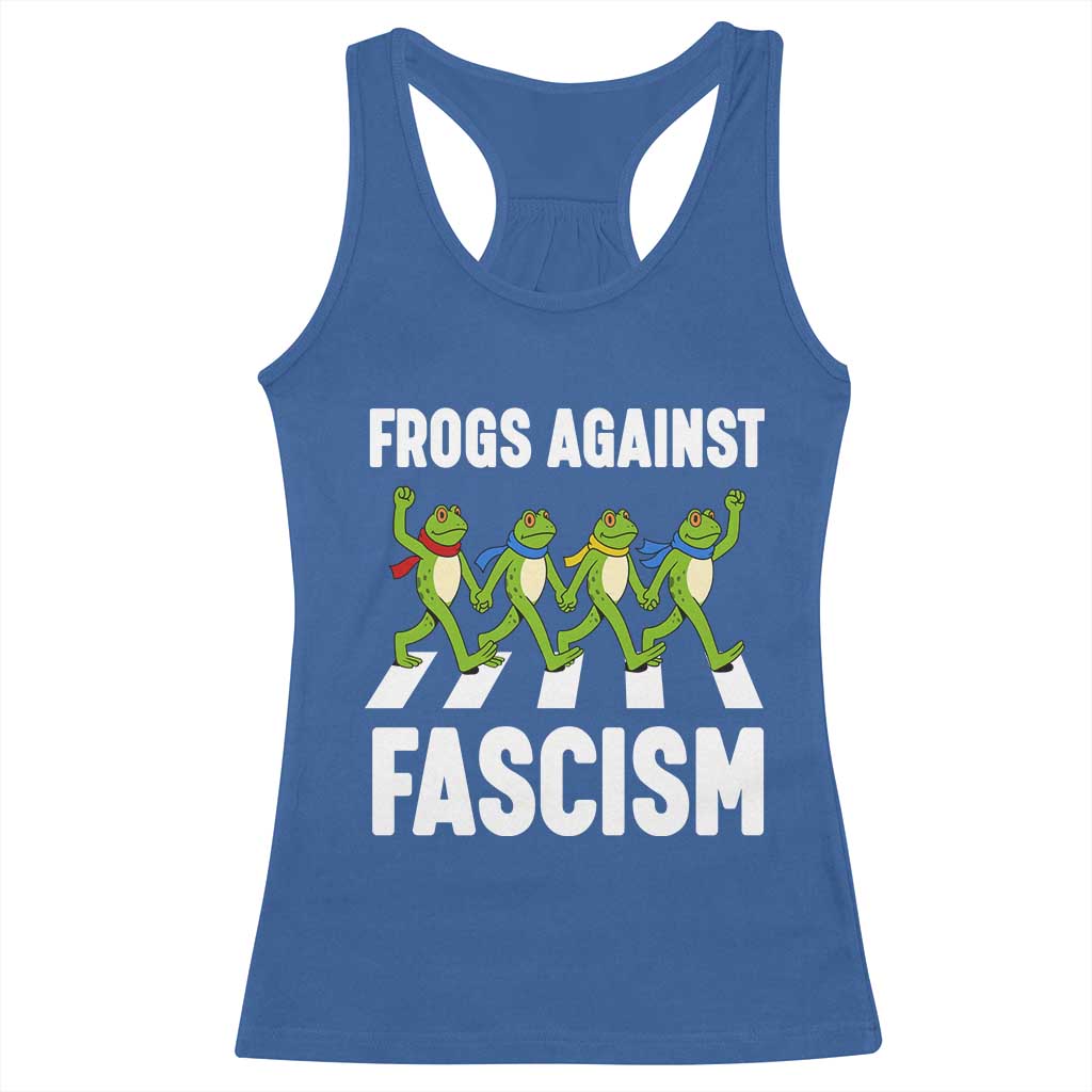Walking Frog Against Fascism Racerback Tank Top Frogs Band Resistance Protest - Wonder Print Shop