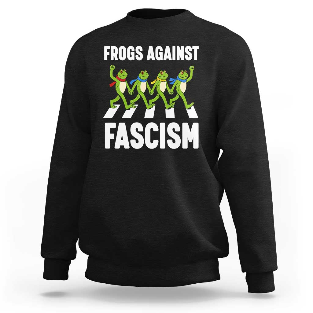 Walking Frog Against Fascism Sweatshirt Frogs Band Resistance Protest - Wonder Print Shop