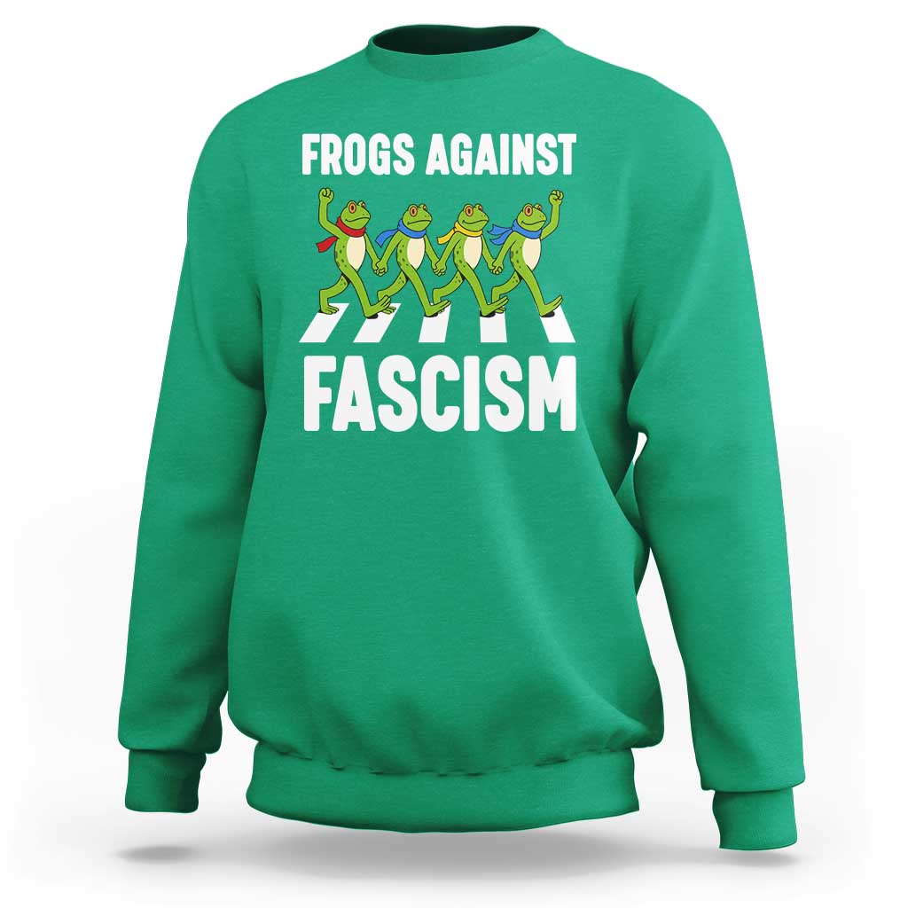 Walking Frog Against Fascism Sweatshirt Frogs Band Resistance Protest - Wonder Print Shop