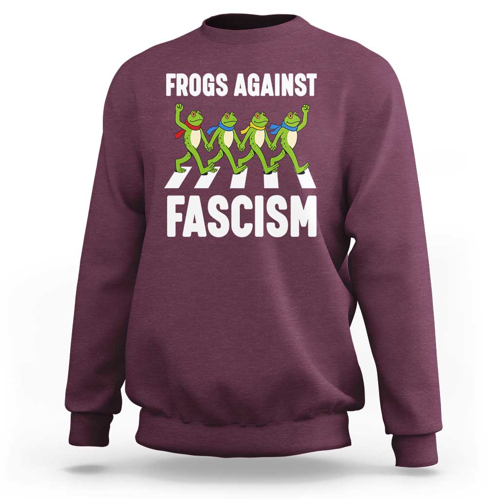 Walking Frog Against Fascism Sweatshirt Frogs Band Resistance Protest - Wonder Print Shop