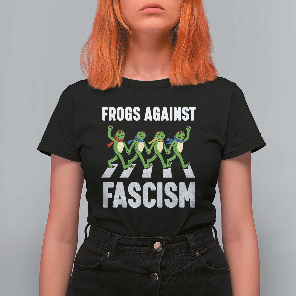 Walking Frog Against Fascism T Shirt For Women Frogs Band Resistance Protest - Wonder Print Shop