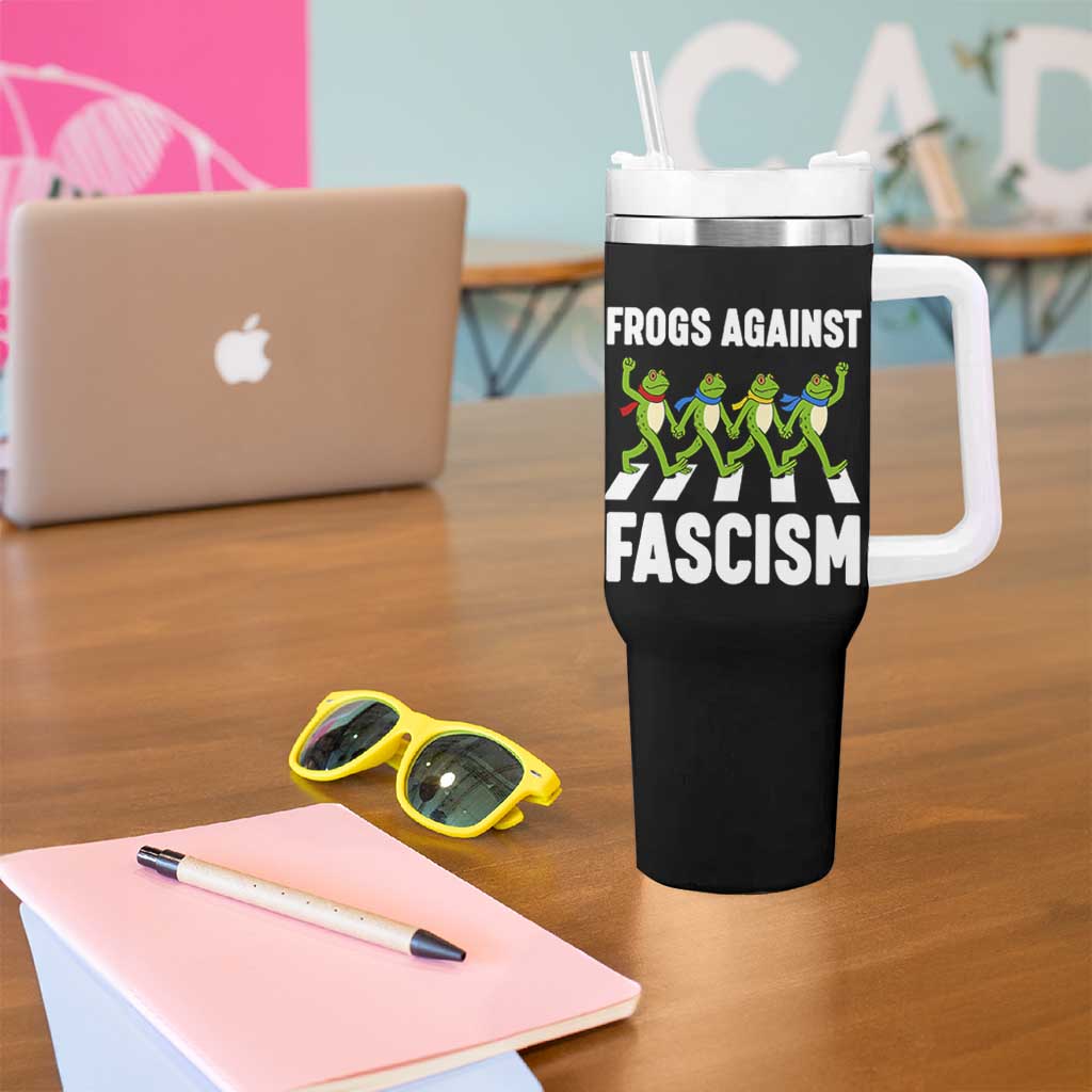 Walking Frog Against Fascism Tumbler With Handle Frogs Band Resistance Protest - Wonder Print Shop