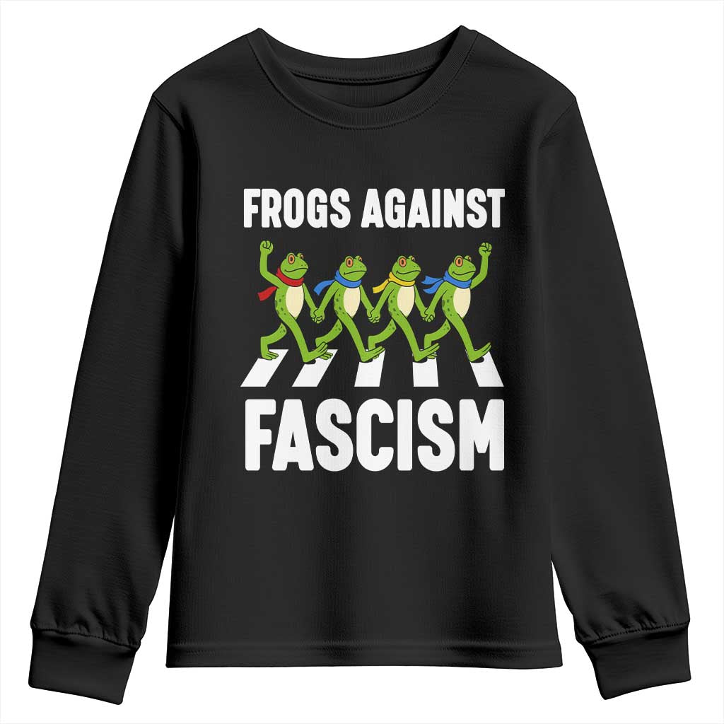 Walking Frog Against Fascism Youth Sweatshirt Frogs Band Resistance Protest - Wonder Print Shop