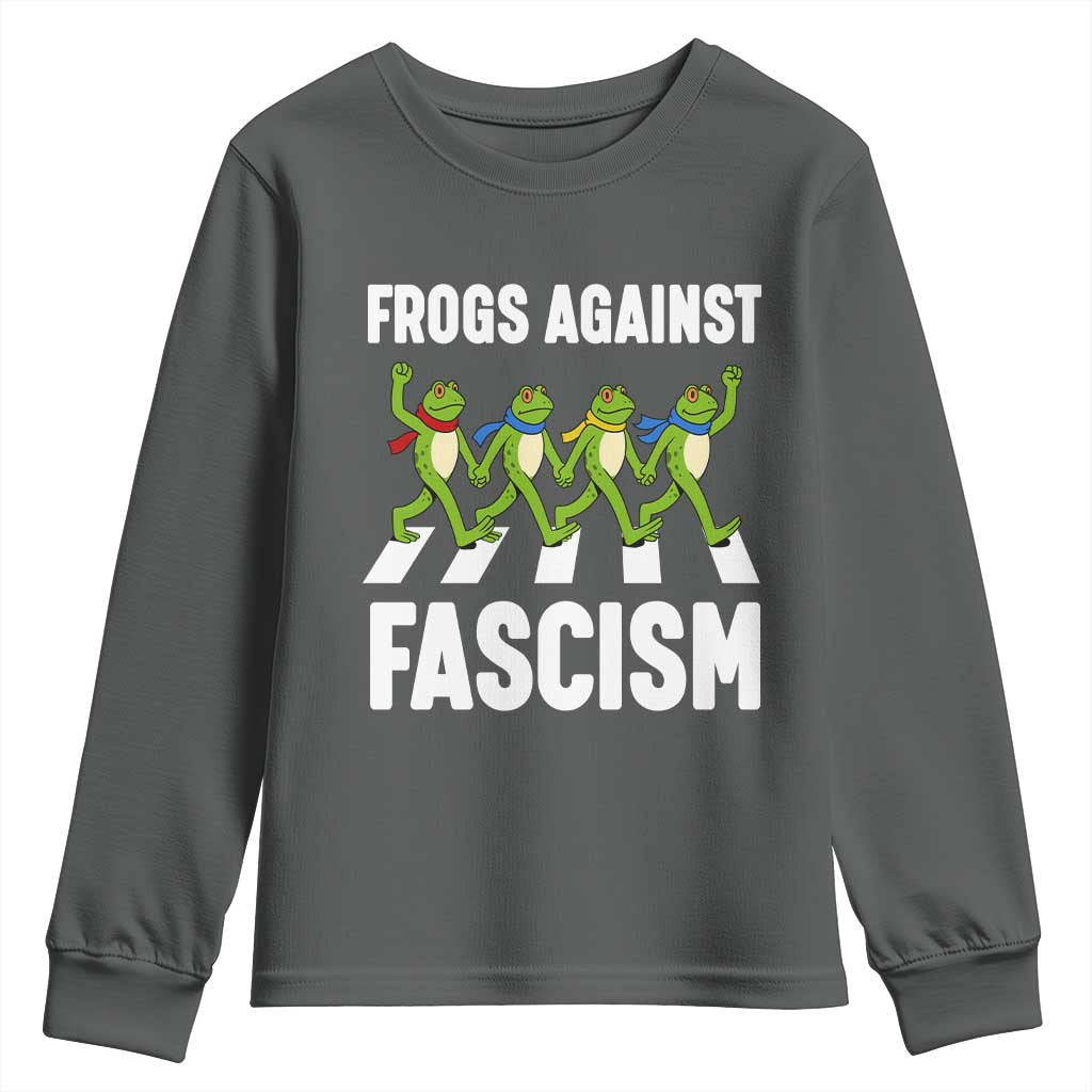 Walking Frog Against Fascism Youth Sweatshirt Frogs Band Resistance Protest - Wonder Print Shop