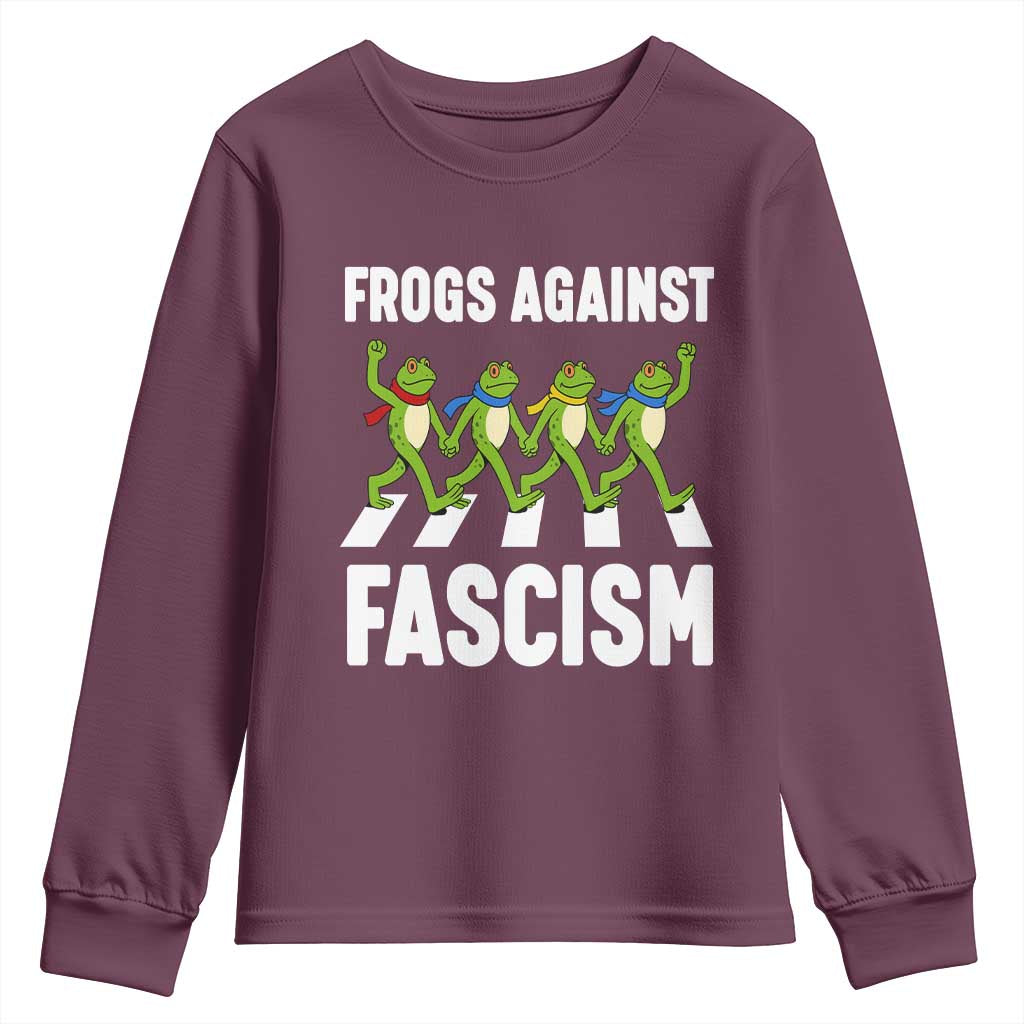 Walking Frog Against Fascism Youth Sweatshirt Frogs Band Resistance Protest - Wonder Print Shop