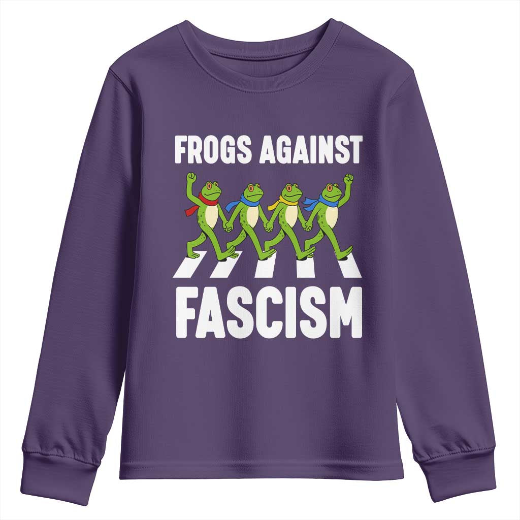Walking Frog Against Fascism Youth Sweatshirt Frogs Band Resistance Protest - Wonder Print Shop