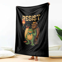 Resist Social Club 2025 Throw Blanket Bear Penguin Frog Protest Unity for Social Justice - Wonder Print Shop