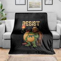 Resist Social Club 2025 Throw Blanket Bear Penguin Frog Protest Unity for Social Justice - Wonder Print Shop