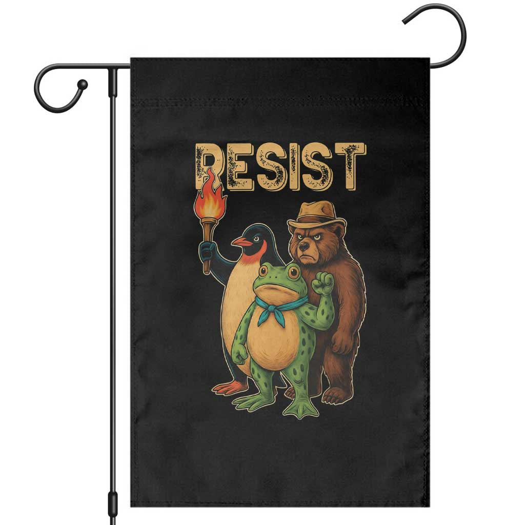 Resist Social Club 2025 Garden Flag Bear Penguin Frog Protest Unity for Social Justice - Wonder Print Shop