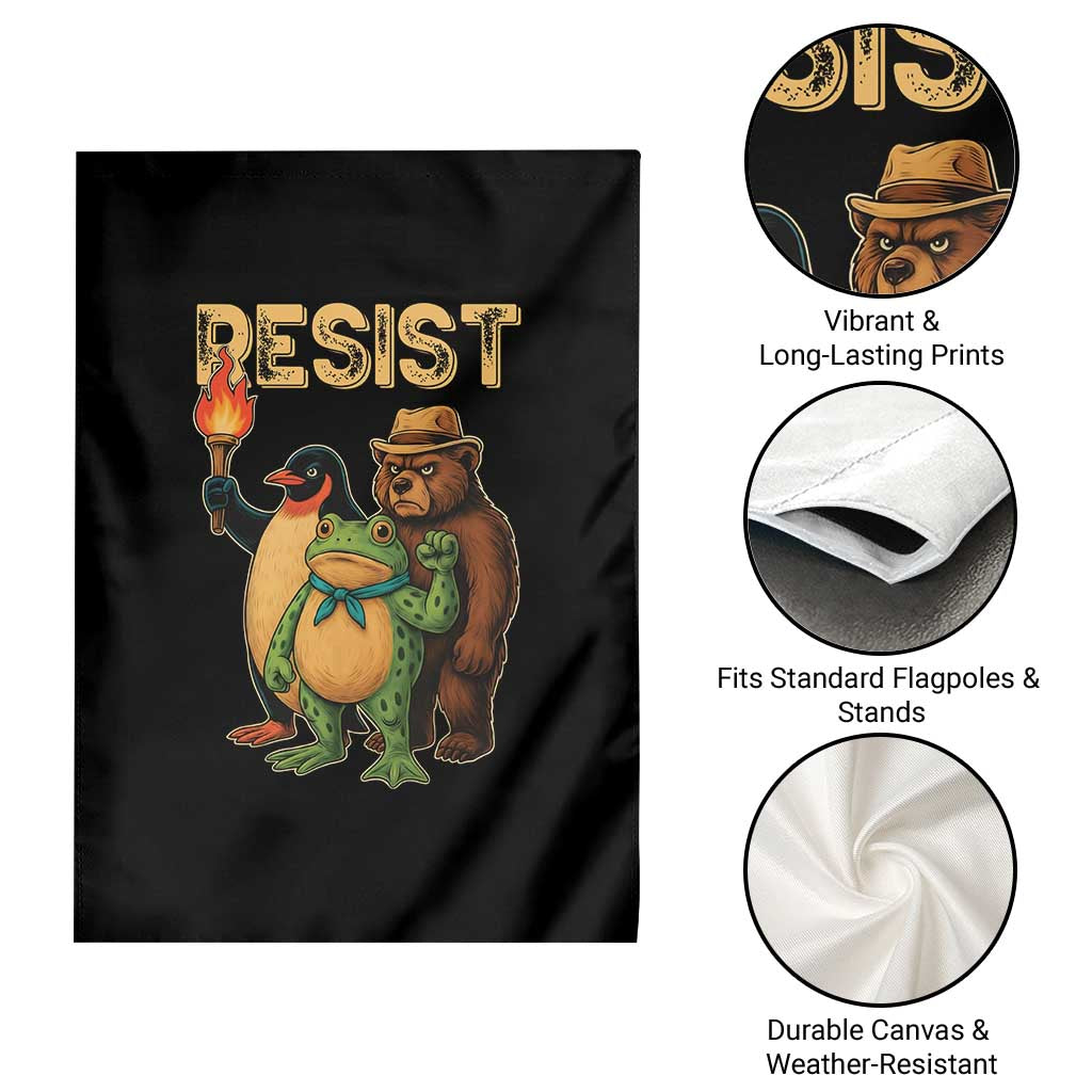 Resist Social Club 2025 Garden Flag Bear Penguin Frog Protest Unity for Social Justice - Wonder Print Shop