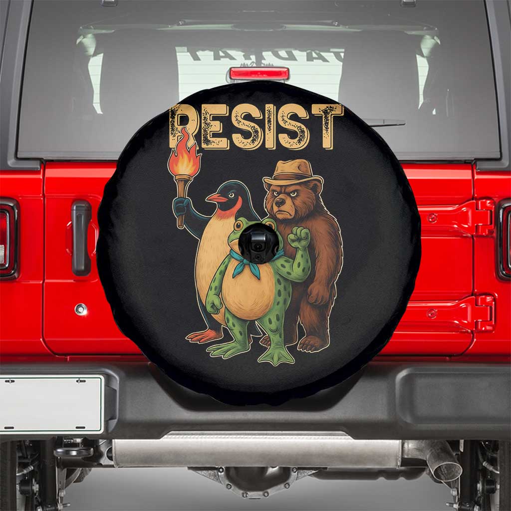 Resist Social Club 2025 Spare Tire Cover Bear Penguin Frog Protest Unity for Social Justice - Wonder Print Shop
