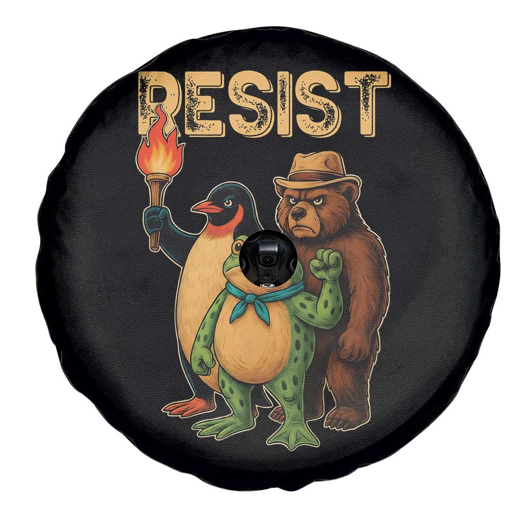 Resist Social Club 2025 Spare Tire Cover Bear Penguin Frog Protest Unity for Social Justice - Wonder Print Shop