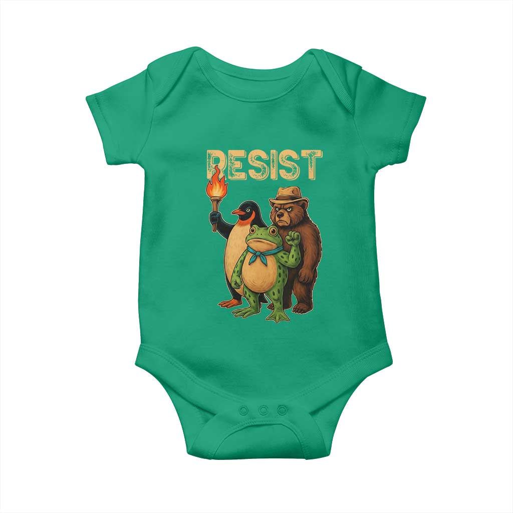 Resist Social Club 2025 Baby Onesie Bear Penguin Frog Protest Unity for Social Justice - Wonder Print Shop