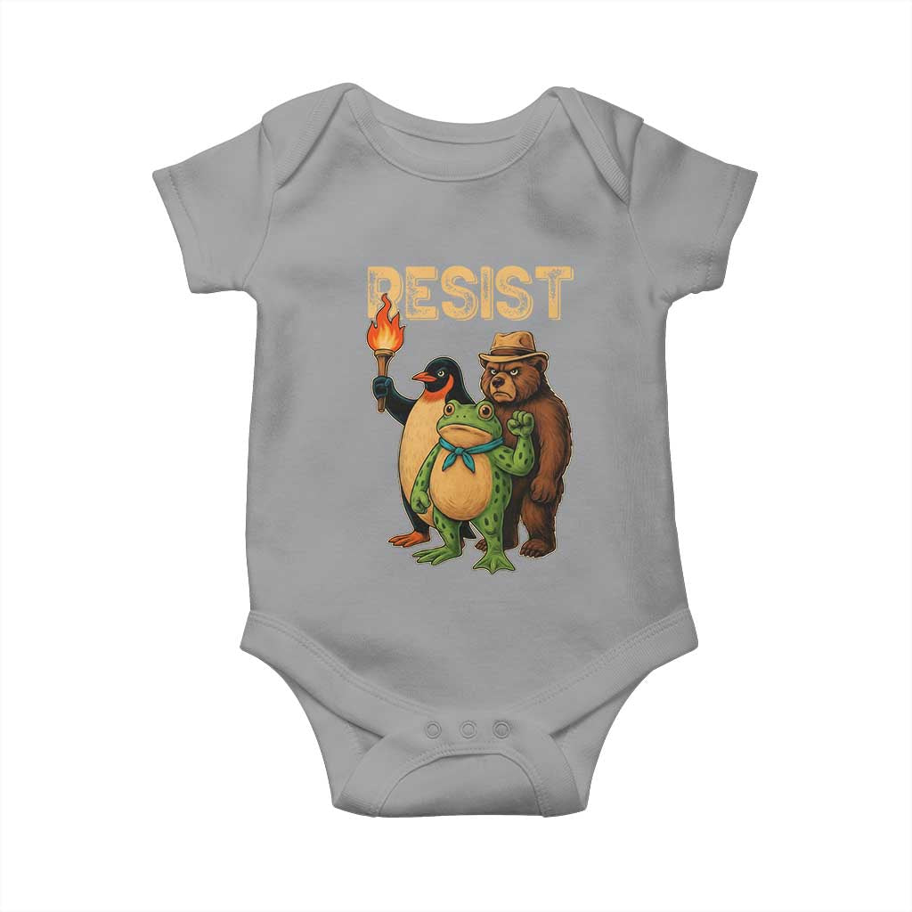 Resist Social Club 2025 Baby Onesie Bear Penguin Frog Protest Unity for Social Justice - Wonder Print Shop
