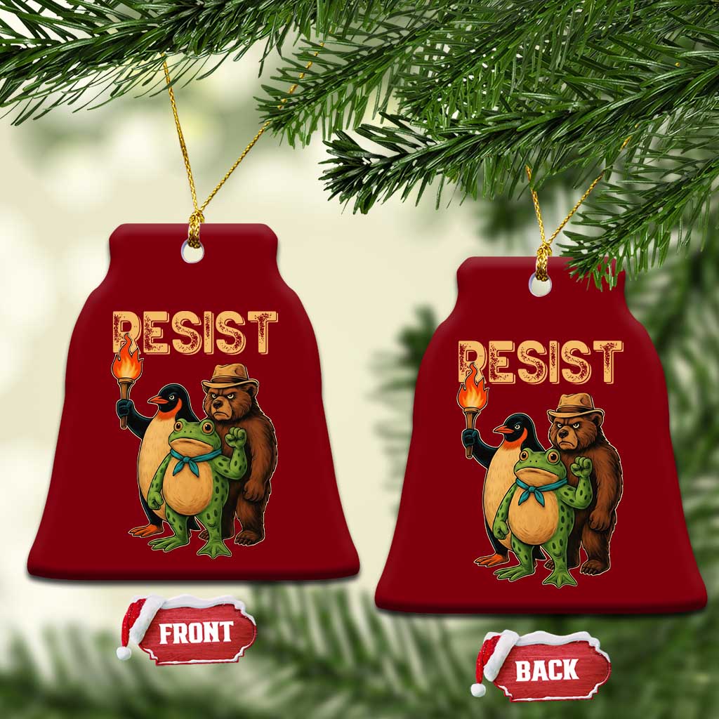 Resist Social Club 2025 Ceramic Ornament Bear Penguin Frog Protest Unity for Social Justice - Wonder Print Shop