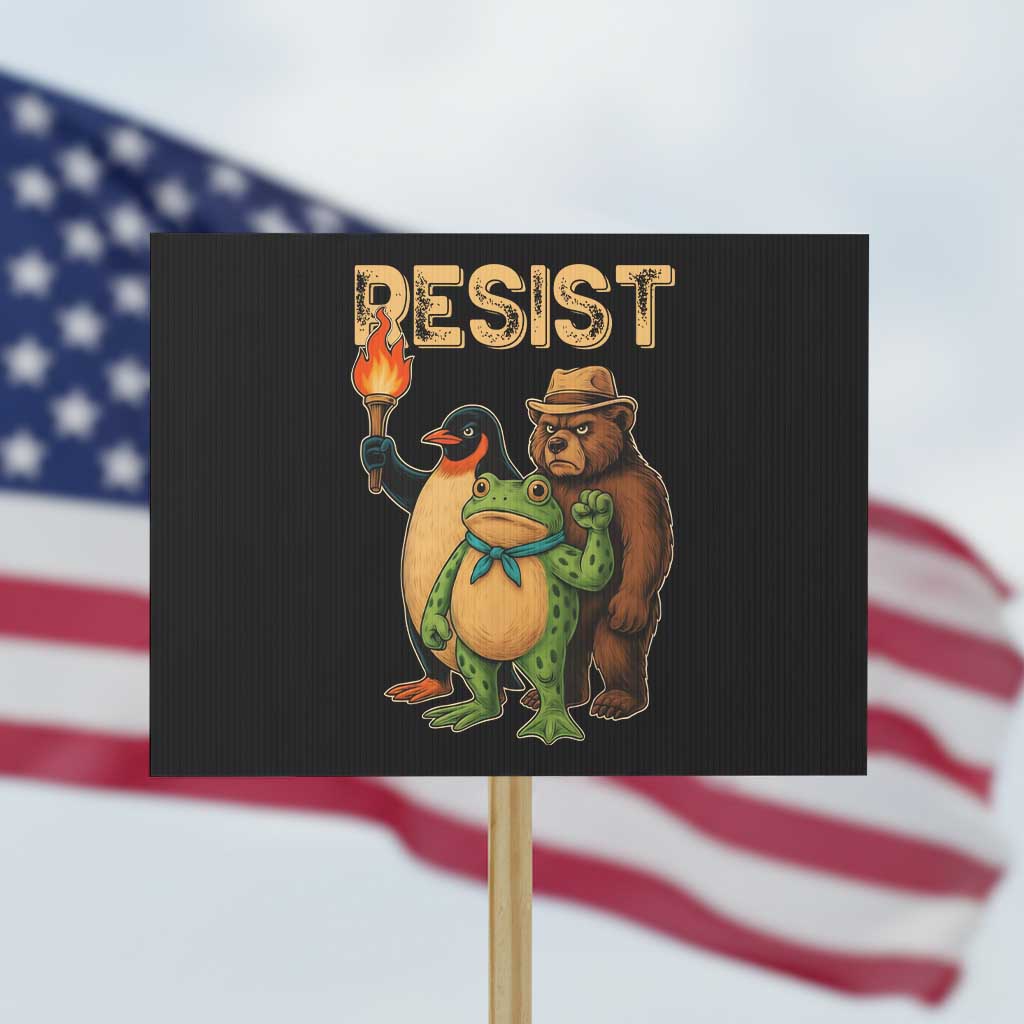 Resist Social Club 2025 Protest Sign Bear Penguin Frog Protest Unity for Social Justice - Wonder Print Shop