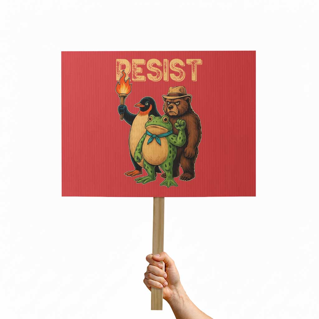 Resist Social Club 2025 Protest Sign Bear Penguin Frog Protest Unity for Social Justice - Wonder Print Shop