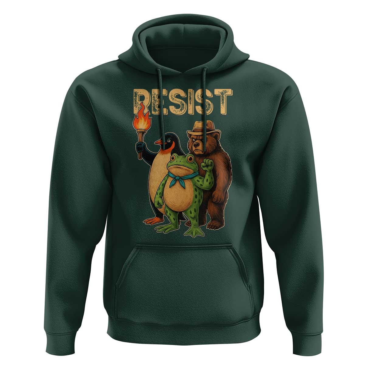 Resist Social Club 2025 Hoodie Bear Penguin Frog Protest Unity for Social Justice - Wonder Print Shop