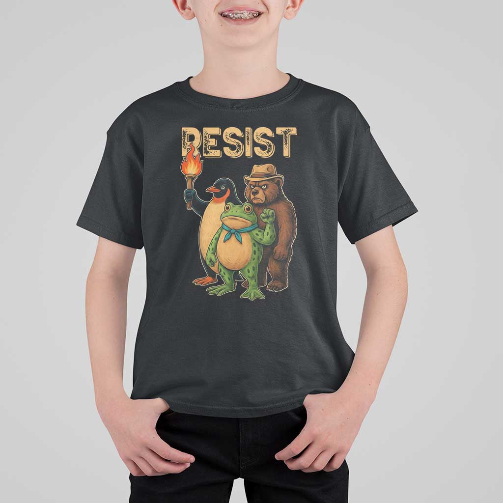 Resist Social Club 2025 T Shirt For Kid Bear Penguin Frog Protest Unity for Social Justice - Wonder Print Shop