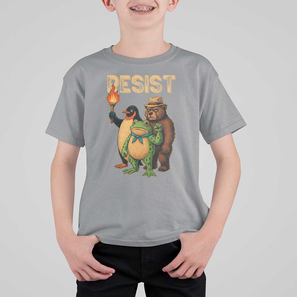 Resist Social Club 2025 T Shirt For Kid Bear Penguin Frog Protest Unity for Social Justice - Wonder Print Shop