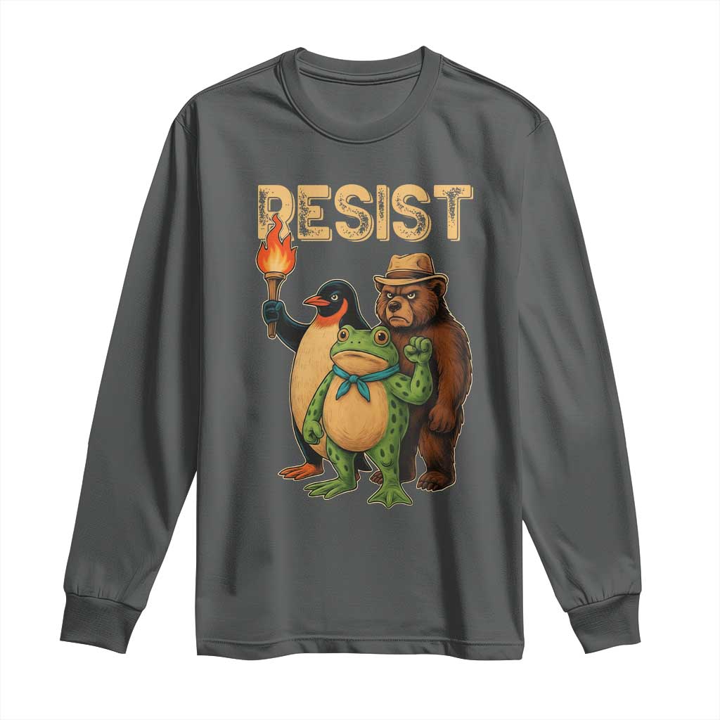 Resist Social Club 2025 Long Sleeve Shirt Bear Penguin Frog Protest Unity for Social Justice - Wonder Print Shop