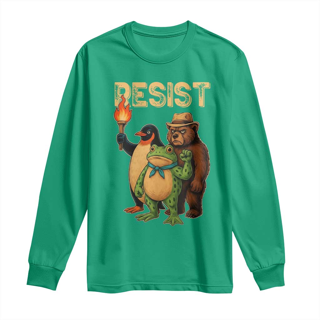 Resist Social Club 2025 Long Sleeve Shirt Bear Penguin Frog Protest Unity for Social Justice - Wonder Print Shop