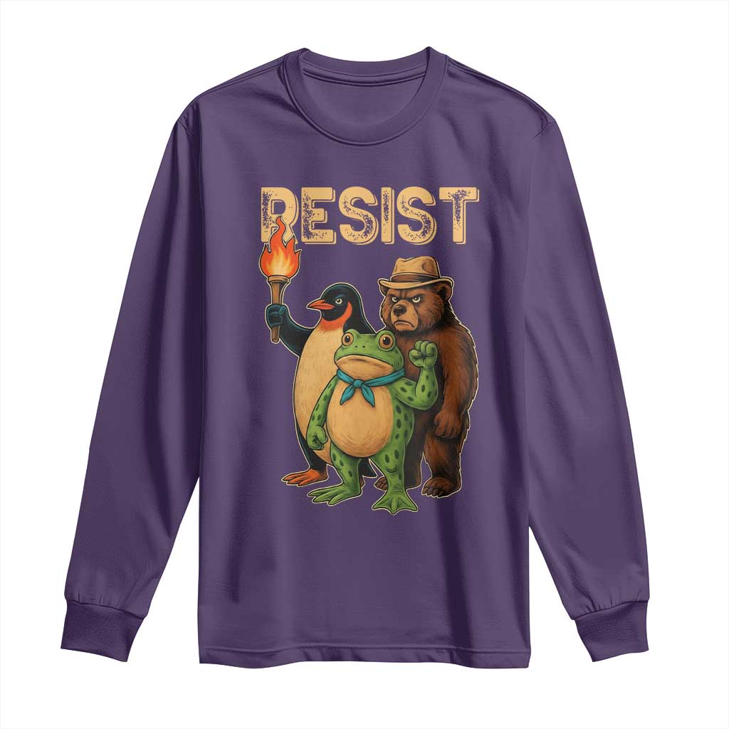 Resist Social Club 2025 Long Sleeve Shirt Bear Penguin Frog Protest Unity for Social Justice - Wonder Print Shop