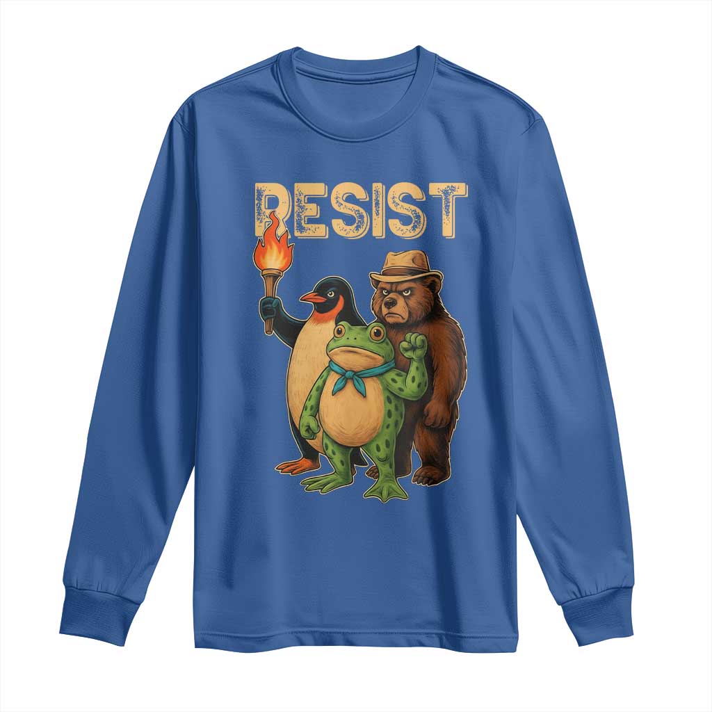 Resist Social Club 2025 Long Sleeve Shirt Bear Penguin Frog Protest Unity for Social Justice - Wonder Print Shop