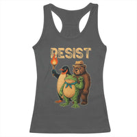 Resist Social Club 2025 Racerback Tank Top Bear Penguin Frog Protest Unity for Social Justice - Wonder Print Shop