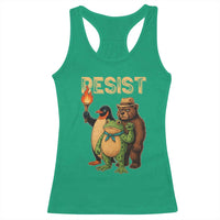 Resist Social Club 2025 Racerback Tank Top Bear Penguin Frog Protest Unity for Social Justice - Wonder Print Shop