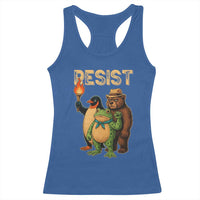 Resist Social Club 2025 Racerback Tank Top Bear Penguin Frog Protest Unity for Social Justice - Wonder Print Shop