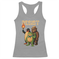 Resist Social Club 2025 Racerback Tank Top Bear Penguin Frog Protest Unity for Social Justice - Wonder Print Shop