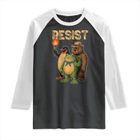 Resist Social Club 2025 Raglan Shirt Bear Penguin Frog Protest Unity for Social Justice - Wonder Print Shop