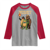 Resist Social Club 2025 Raglan Shirt Bear Penguin Frog Protest Unity for Social Justice - Wonder Print Shop