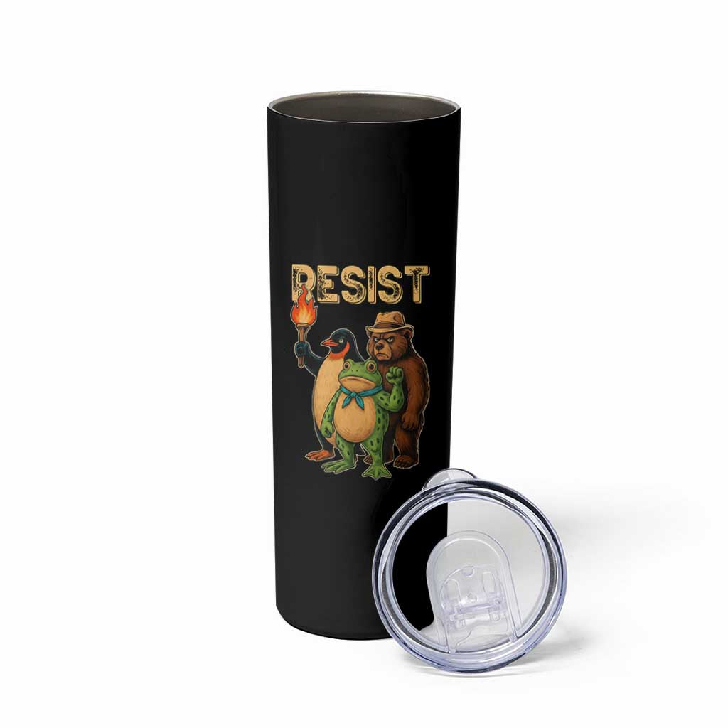 Resist Social Club 2025 Skinny Tumbler Bear Penguin Frog Protest Unity for Social Justice - Wonder Print Shop