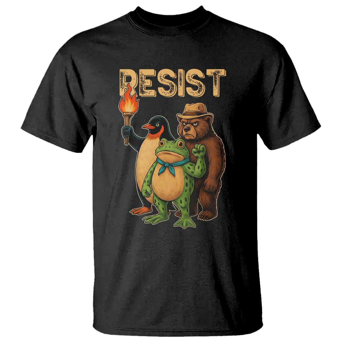 Resist Social Club 2025 T Shirt Bear Penguin Frog Protest Unity for Social Justice - Wonder Print Shop