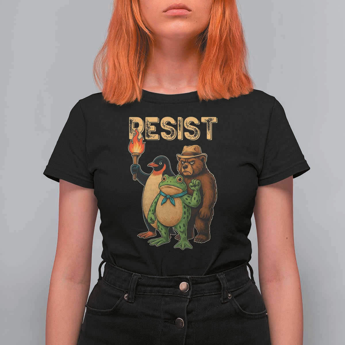 Resist Social Club 2025 T Shirt For Women Bear Penguin Frog Protest Unity for Social Justice - Wonder Print Shop