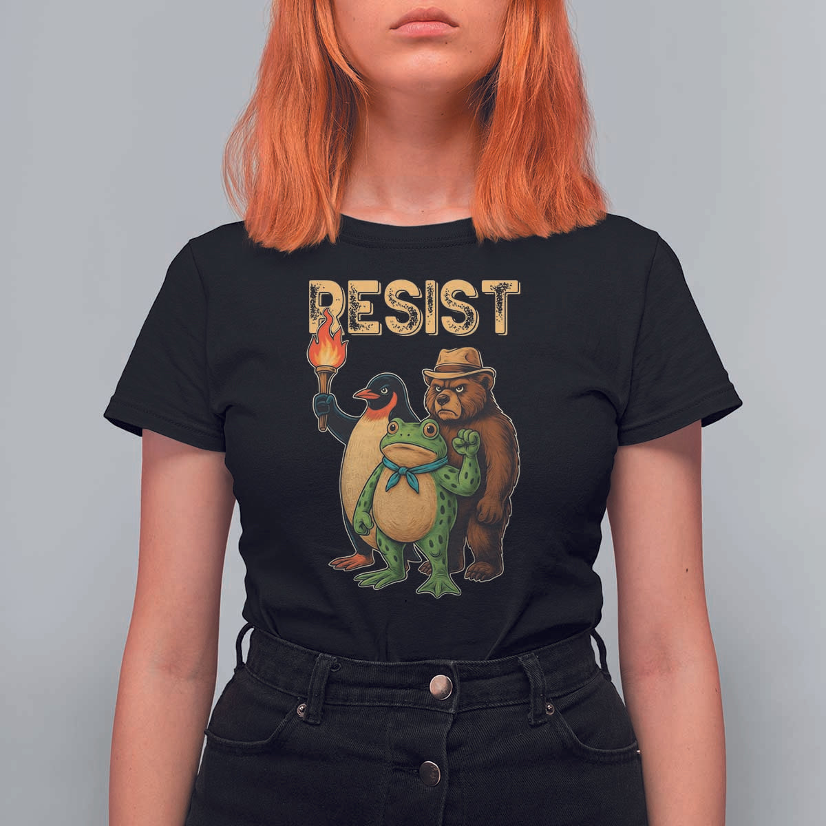Resist Social Club 2025 T Shirt For Women Bear Penguin Frog Protest Unity for Social Justice - Wonder Print Shop